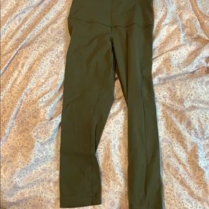 Lululemon crop fold-over olive green leggings